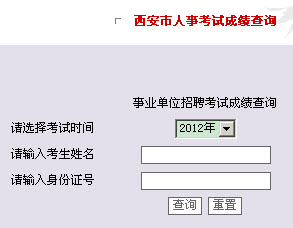 2012年西安市事业单位招聘考试成绩查询